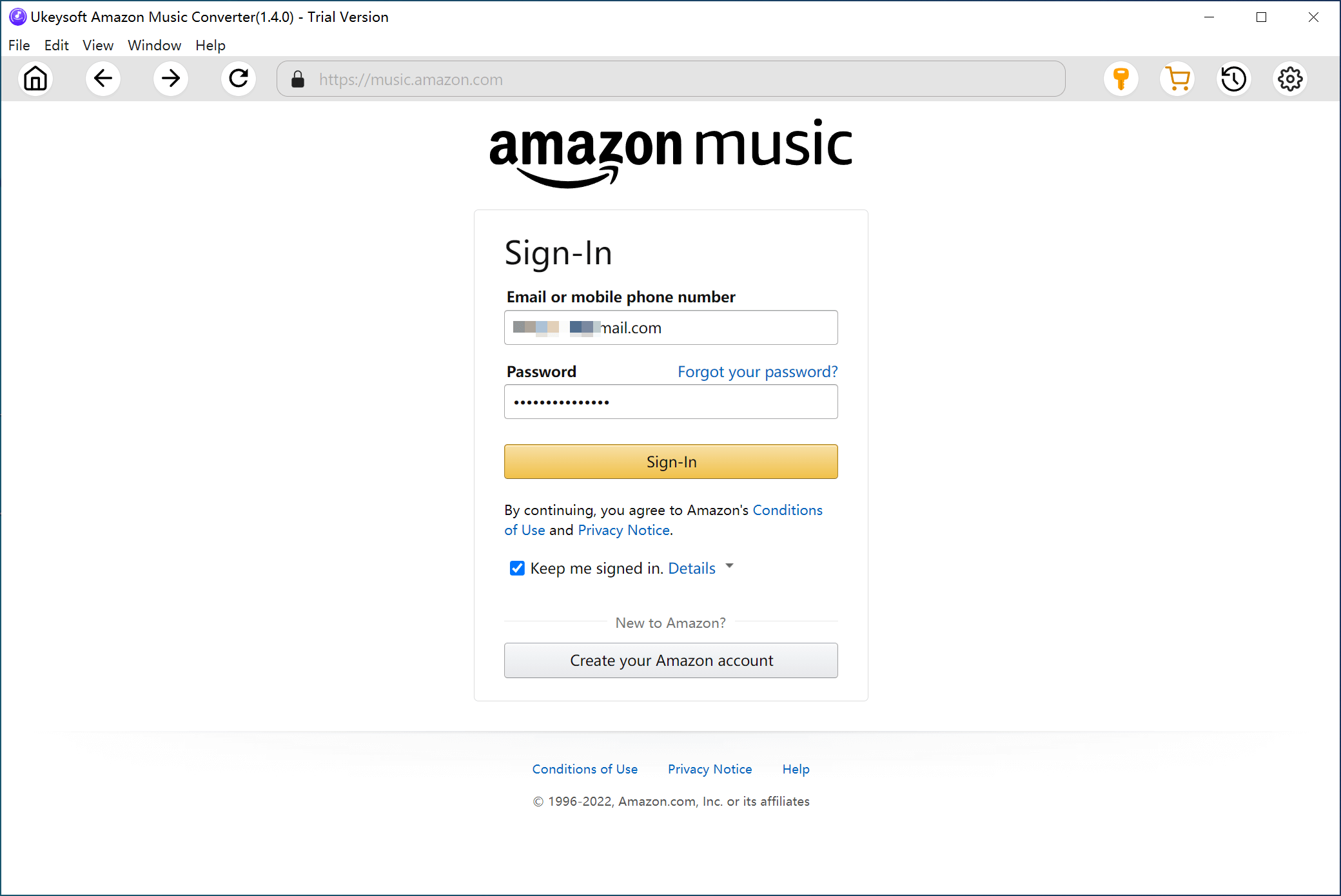 login amazon music account